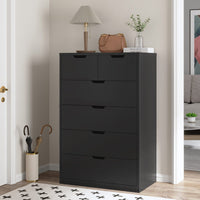 Sikaic Dresser Tall Dresser with 6 Drawers Black Black / Engineered Wood / Modern