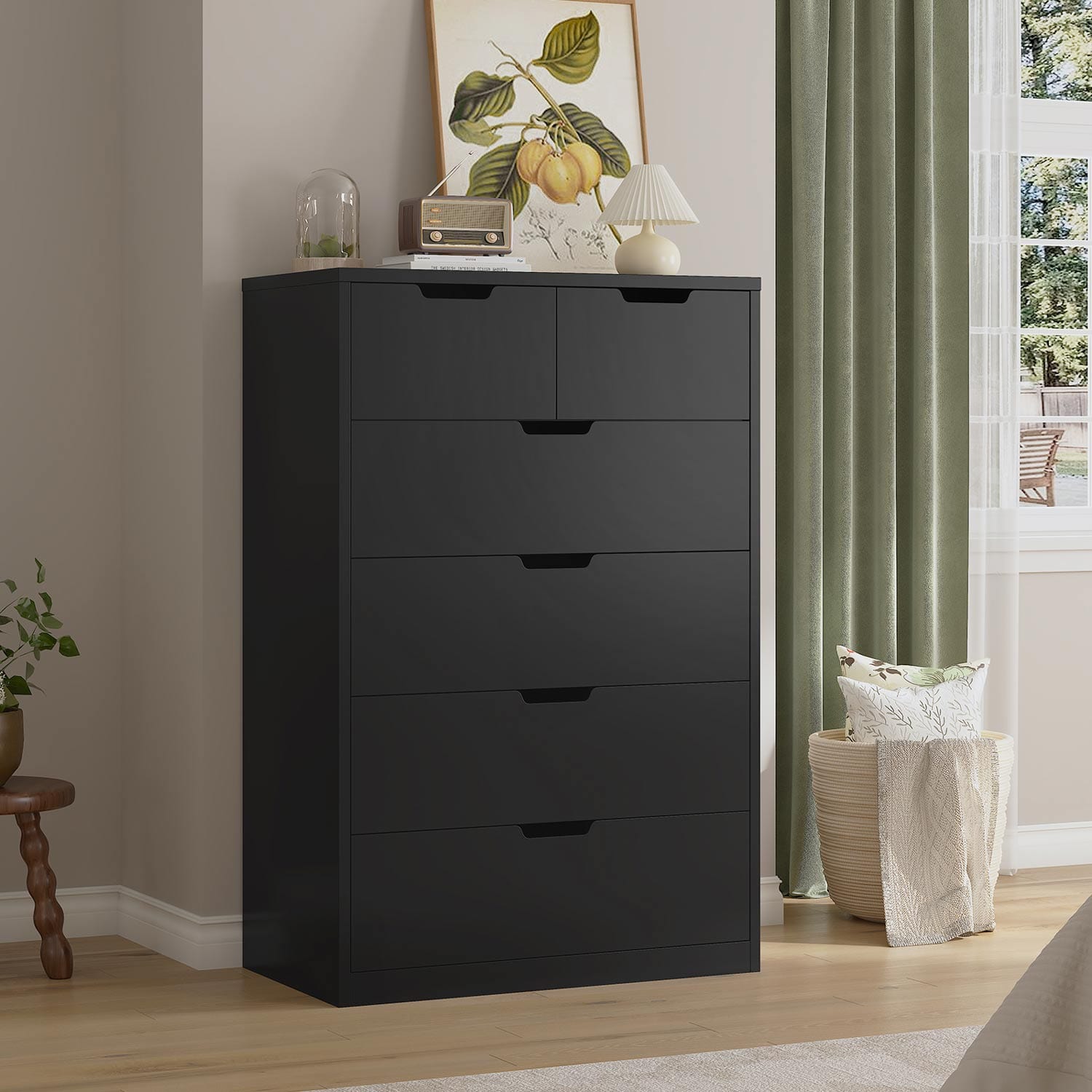 Sikaic Dresser Tall Dresser with 6 Drawers Black Modern Sikaic Dresser Tall Dresser with 6 Drawers Black Modern