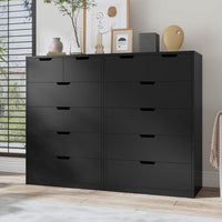 Sikaic Dresser Tall Dresser with 6 Drawers Black Black / Engineered Wood / Modern