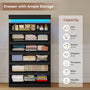 Sikaic Dresser Tall Dresser with LED Light and 6 Drawers Black Black / Engineered Wood / Modern