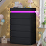 Sikaic Dresser Tall Dresser with LED Light Black Black / Engineered Wood / Modern