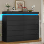 Sikaic Dresser Tall Dresser with LED Light Black Black / Engineered Wood / Modern