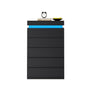 Sikaic Dresser Tall Dresser with LED Light Black Black / Engineered Wood / Modern