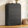 Sikaic Dresser  49.5" 5 Drawer Dresser with Large Drawers & Metal Glides Black Black / Engineered Wood / Vintage