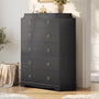 Sikaic Dresser  49.5" 5 Drawer Dresser with Large Drawers & Metal Glides Black Black / Engineered Wood / Vintage