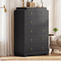 Sikaic Dresser  49.5" 5 Drawer Dresser with Large Drawers & Metal Glides Black Black / Engineered Wood / Vintage