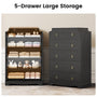 Sikaic Dresser  49.5" 5 Drawer Dresser with Large Drawers & Metal Glides Black Black / Engineered Wood / Vintage