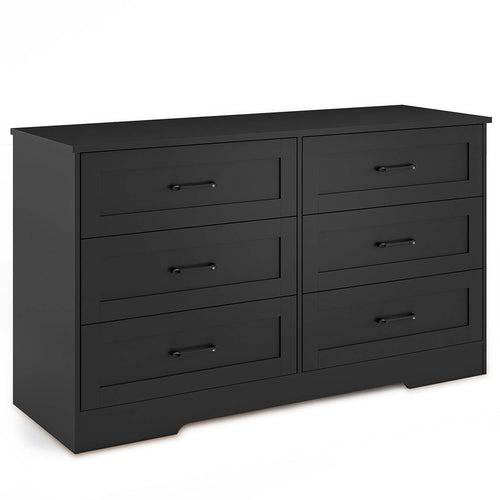 Sikaic Dresser Dresser with 6 Large Capacity Storage Drawers Black Black / Modern
