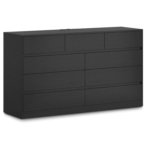 Sikaic Dresser 55.1 Inches LED Dresser Black Black / Modern / Engineered Wood