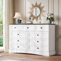 Sikaic Dresser 51.2 inch Wide 9-Drawer Dresser with Charging Station Black-White Black-White / Engineered Wood / Farmhouse