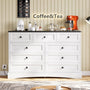 Sikaic Dresser 51.2 inch Wide 9-Drawer Dresser with Charging Station Black-White Black-White / Engineered Wood / Farmhouse