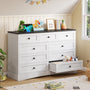 Sikaic Dresser 51.2 inch Wide 9-Drawer Dresser with Charging Station Black-White Black-White / Engineered Wood / Farmhouse
