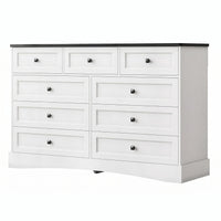Sikaic Dresser 51.2 inch Wide 9-Drawer Dresser with Charging Station Black-White Black-White / Engineered Wood / Farmhouse