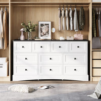 Sikaic Dresser 55.2 inch Wide 10-Drawer Dresser with Charging Station Black-White Black-White / Engineered Wood / Farmhouse