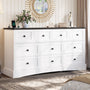 Sikaic Dresser 55.2 inch Wide 10-Drawer Dresser with Charging Station Black-White Black-White / Engineered Wood / Farmhouse