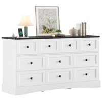 Sikaic Dresser 55.2 inch Wide 10-Drawer Dresser with Charging Station Black-White Black-White / Engineered Wood / Farmhouse