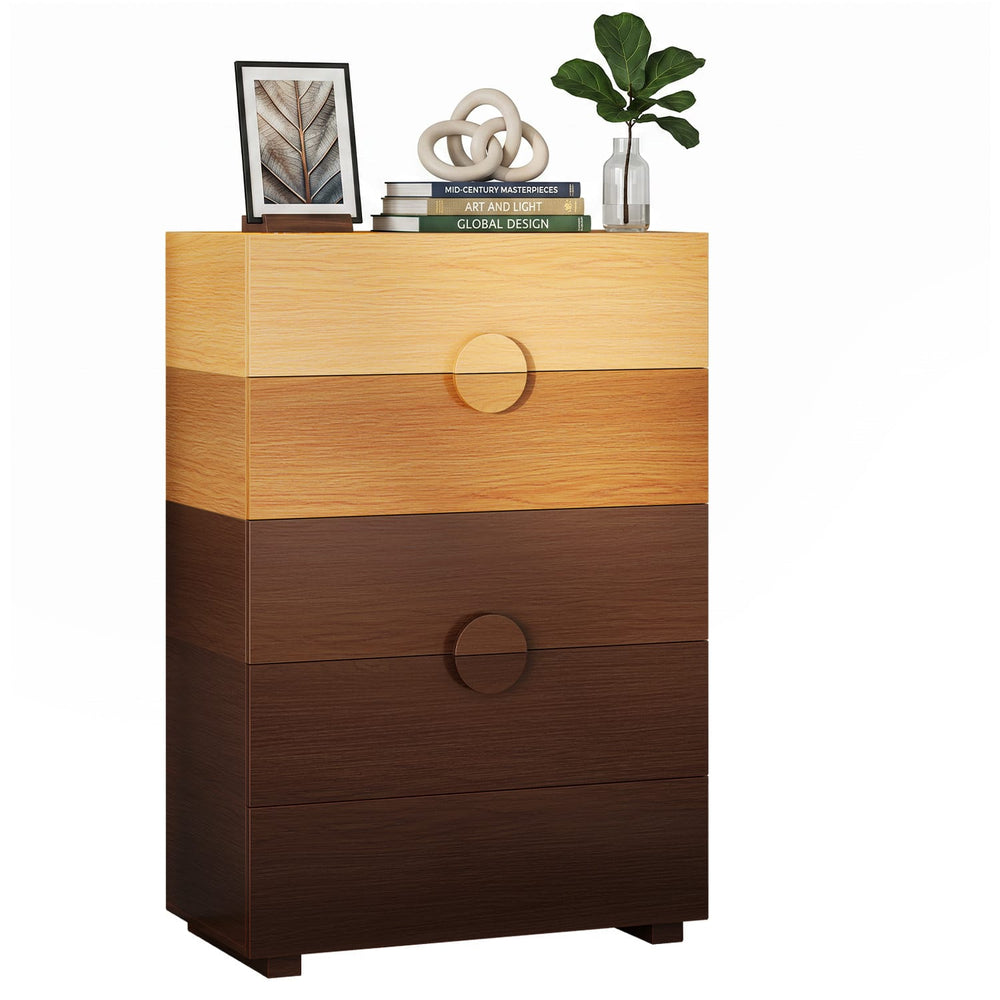 Sikaic Dresser 47.6 inch Tall 5-Drawer Dresser Brown Gradient Brown / Engineered Wood / Modern