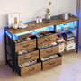 Sikaic Dresser Corner L Shaped LED TV Stand Convertible Dresser with Charging Station and Open Shelf & PU Finish Drawers for Living Room Brown Brown / Engineered Wood / Modern
