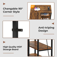 Sikaic Dresser Corner L Shaped LED TV Stand Convertible Dresser with Charging Station and Open Shelf & PU Finish Drawers for Living Room Brown Brown / Engineered Wood / Modern