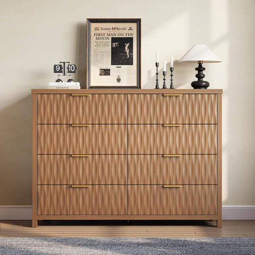 Sikaic Dresser Fluted Dresser with 8 Drawers Brown Brown / Engineered Wood / Modern