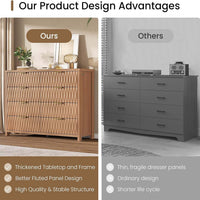 Sikaic Dresser Fluted Dresser with 8 Drawers Brown Brown / Engineered Wood / Modern