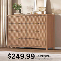 Sikaic Dresser Fluted Dresser with 8 Drawers Brown Brown / Engineered Wood / Modern