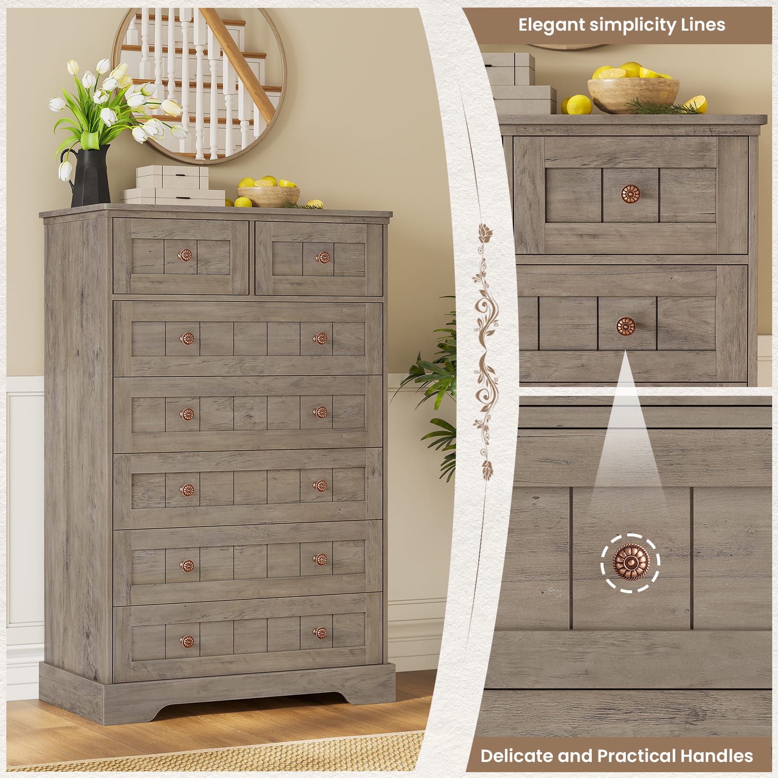 farmhouse grey dresser Bays 62 Inch Dresser, 6 Drawers, Modern Laminate Smoky Gray To use this classic 10 Drawer Dresser and enjoy the benefits of a well Sikaic Dresser 51.4 inch 7-Drawer