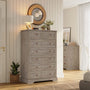 Sikaic Dresser 51.4 inch Farmhouse 7-Drawer Dresser Oak Grey Grey / Engineered Wood / Farmhouse