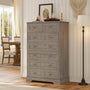 Sikaic Dresser 51.4 inch Farmhouse 7-Drawer Dresser Oak Grey Grey / Engineered Wood / Farmhouse
