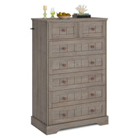 Sikaic Dresser 51.4 inch Farmhouse 7-Drawer Dresser Oak Grey Grey / Engineered Wood / Farmhouse