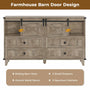 Sikaic Dresser Farmhouse 6 Drawers Long Storage Dresser with Sliding Barn Door  for Bedroom Rustic Oak Grey Grey / Engineered Wood / Modern