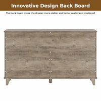 Sikaic Dresser Farmhouse 6 Drawers Long Storage Dresser with Sliding Barn Door  for Bedroom Rustic Oak Grey Grey / Engineered Wood / Modern
