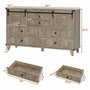 Sikaic Dresser Farmhouse 6 Drawers Long Storage Dresser with Sliding Barn Door  for Bedroom Rustic Oak Grey Grey / Engineered Wood / Modern