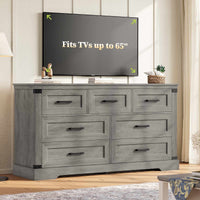 Sikaic Dresser Large Multifunctional Dresser with 7 Drawers Grey Grey / Engineered Wood / Modern