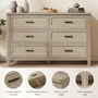 Sikaic Dresser 48 inch Wide Rattan 6 Drawer Dresser Grey Oak Grey Oak / Engineered Wood / Boho