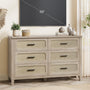 Sikaic Dresser 48 inch Wide Rattan 6 Drawer Dresser Grey Oak Grey Oak / Engineered Wood / Boho