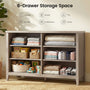 Sikaic Dresser 48 inch Wide Rattan 6 Drawer Dresser Grey Oak Grey Oak / Engineered Wood / Boho
