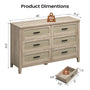 Sikaic Dresser 48 inch Wide Rattan 6 Drawer Dresser Grey Oak Grey Oak / Engineered Wood / Boho
