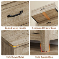 Sikaic Dresser 44 Inch Farmhouse 5 Drawer Dresser with Metal Handles Grey Oak Grey Oak / Engineered Wood / Farmhouse