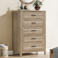 Sikaic Dresser 44 Inch Farmhouse 5 Drawer Dresser with Metal Handles Grey Oak Grey Oak / Engineered Wood / Farmhouse