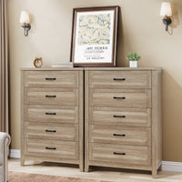 Sikaic Dresser 44 Inch Farmhouse 5 Drawer Dresser with Metal Handles Grey Oak Grey Oak / Engineered Wood / Farmhouse