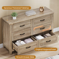 Sikaic Dresser 48 inch Farmhouse 6-Drawer Dresser with Metal Handles & TV Stand Top Grey Oak Grey Oak / Engineered Wood / Farmhouse