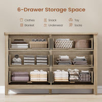 Sikaic Dresser 48 inch Farmhouse 6-Drawer Dresser with Metal Handles & TV Stand Top Grey Oak Grey Oak / Engineered Wood / Farmhouse