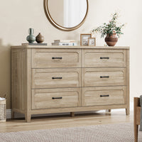 Sikaic Dresser 54 Inch Farmhouse 6 Drawer Dresser Grey Oak Grey Oak / Engineered Wood / Farmhouse