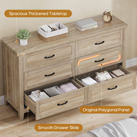 Sikaic Dresser 54 Inch Farmhouse 6 Drawer Dresser Grey Oak Grey Oak / Engineered Wood / Farmhouse