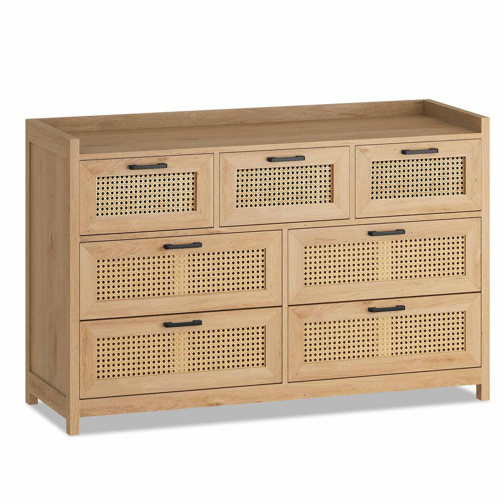 Sikaic Dresser Natural Rattan Dresser with 7 Drawers Natural / Bohemian