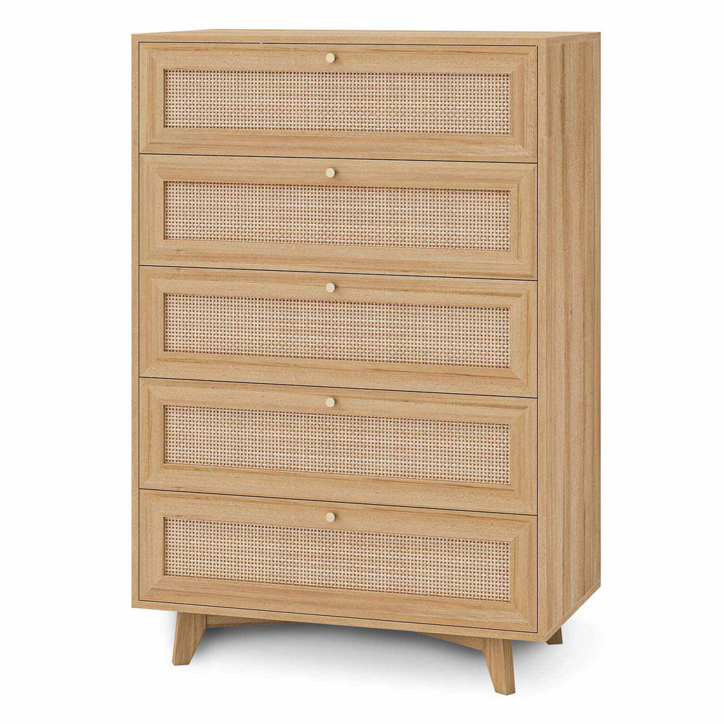Sikaic Dresser with 5 Natural Rattan Drawers