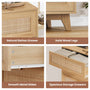 Sikaic Dresser Wooden Tall Dresser with 5 Natural Rattan Drawers and Gold Handles for Nursery Entryway Living Room Natural / Engineered Wood / Bohemian