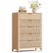 Sikaic Dresser 44 Inch Tall Fluted 5 Drawer Dresser Natural Oak Natural / Engineered Wood / Modern