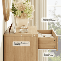 Sikaic Dresser 44 Inch Tall Fluted 5 Drawer Dresser Natural Oak Natural / Engineered Wood / Modern